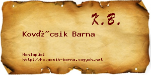 Kovácsik Barna névjegykártya