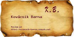 Kovácsik Barna névjegykártya