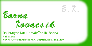 barna kovacsik business card